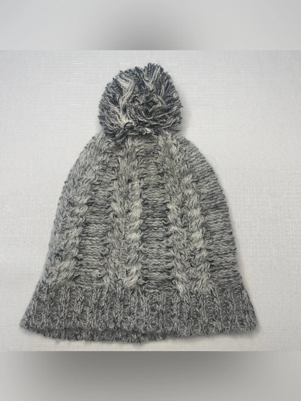 New York & Company Marbled Knit Pom Pom Beanie Hat Grey (OS)